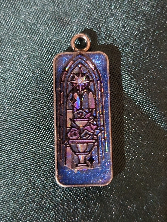 Hand Crafted Jewelry - Hand Crafted Blue Iridescent Stained Glass-Style Pendant